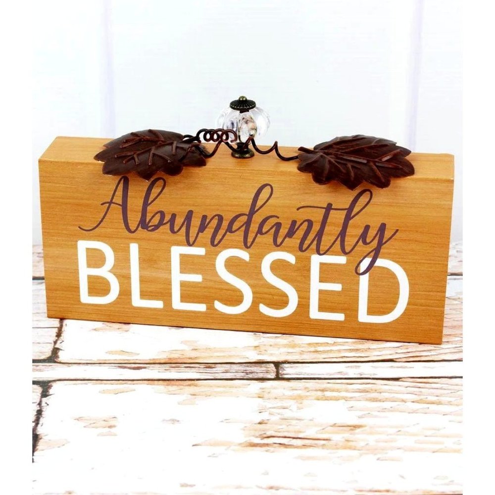 Abundantly Blessed. Wooden Box Sign Décor. Fall, Autumn. NWT.
